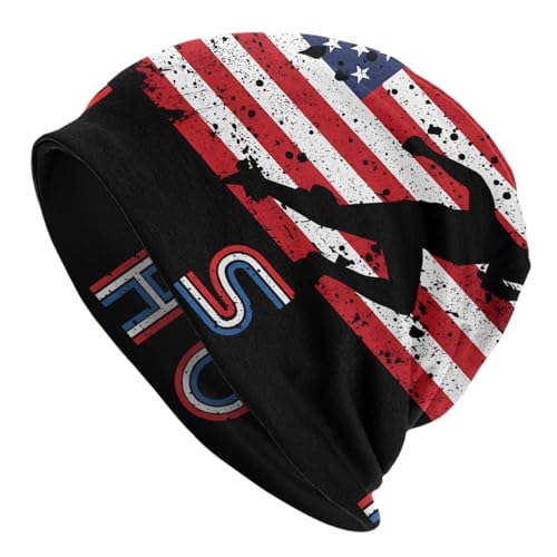 Generic - Skull Cap Équipe d'athlétisme avec drapeau américain rembourré Beanie Hat Bonnet chaud pour le sport et le travail