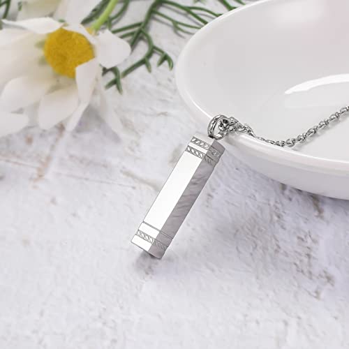 abooxiu Urn Necklace for Ashes Memorial Cremation Jewelry for Ashes Stainless Steel Ashes Jewelry Cube Ashes Necklace Bar Urn Pendant for Women Men2