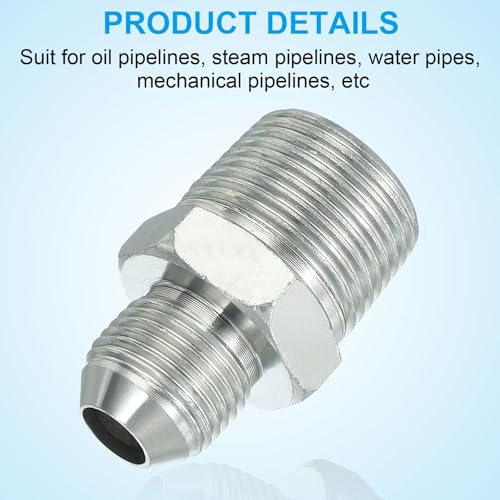 Image of PATIKIL Pipe Adapter Connector 3 /4 inch Male 74 Flare JIC x 3 /4 inch Male R Pipe Fitting Oil Feed Restrictor Fitting Hydraulic Connector for Oil Steam Water Pipelines System