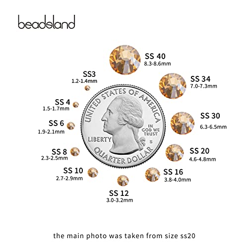 Beadsland 1440 Pieces Flat Back Crystal Rhinestones Round Gems,Golden Shadow,SS20,4.6-4.8mm
