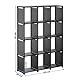 SONGMICS LSN12BK Modulares Regal, 12 Würfel, offenes Bücherregal, Arbeitszimmer, Regal für Wohnzimmer, Schwarz