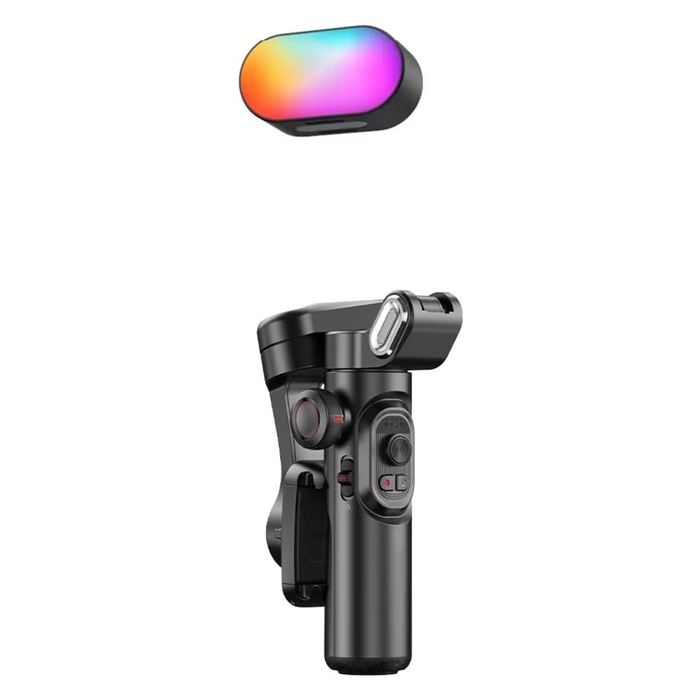 Estabilizador de Mano de 3 Ejes para Smartphone con Luz de Relleno para Grabación de Vídeo en Directo. Soporte Antivibración.