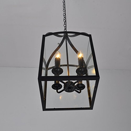 Lustre industriel noir 4 têtes E14 plafonnier rétro salon restaurant - 2