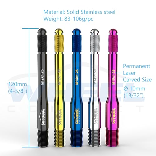Image of WHEEL CONNECT Wheel Alignment Pin Set, Wheel Hanger, Rim Stud Pilot Pin,Guide Studs. Solid Stainless Steel, Metric M12x1.25, M12x1.5, M14 x 1.25, M14 x 1.5, M15 x 1.25. 2pcs Each Size.