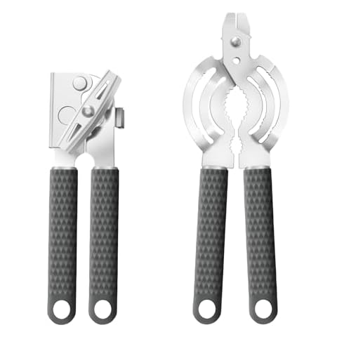 Can Opener Manual Heavy Duty, ISZW Hand Held Can Opener for Seniors, Solid Steel Manual Can Openers with Comfort Grip Sharped Blade, Easy Turn Hand Can Opener with Magnet for Kitchen Camping, 2Pack Cover