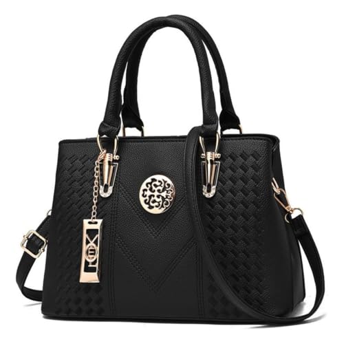 Bolsas De Couro Feminino Senhoras Luxo Sacos 2024(Preto)