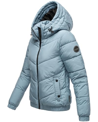 MARIKOO Damen Winterjacke warme Steppjacke mit Kapuze Nayanaa XVI Powder Blue Gr. M