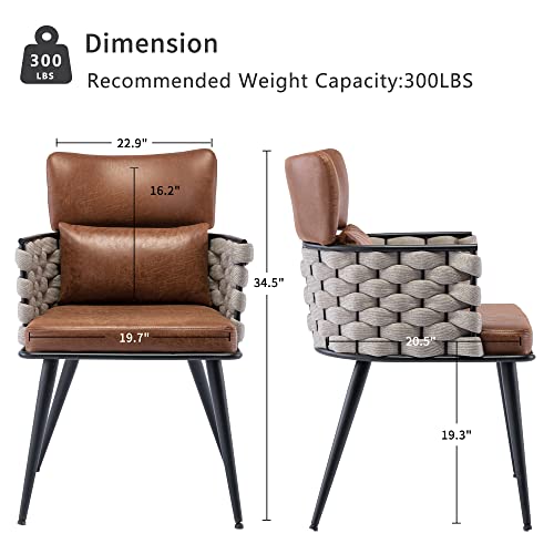 Bfz Mid-Century Modern Dining Chairs Set Of 4, Handmade Woven Kitchen Chairs, Suede Fabric Dining Chairs With Metal Legs For Kitchen, Dining Room, Living Room #TOP2