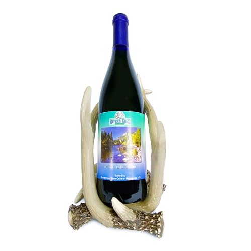 Rivers Edge Products 750ml Wine Bottle Holder - Hand-Painted Poly Resin Animal Kitchen Decor - Unique, Rustic Home Decor for Countertop and Bar - Wine Accessories for Wine Lovers