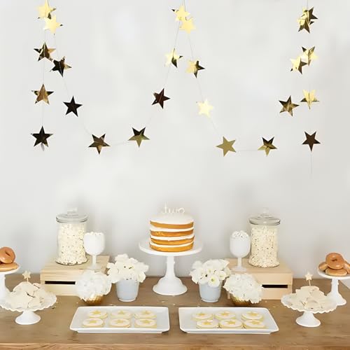 Image of 4-Pack Star Garland, Glitter Gold Star Garland Banner, Graduation Decorations 2026, Twinkle Twinkle Little Star Decorations for Christmas, Baby Shower & Birthday, 4 inch x 13ft Each, Holiday Party Decor