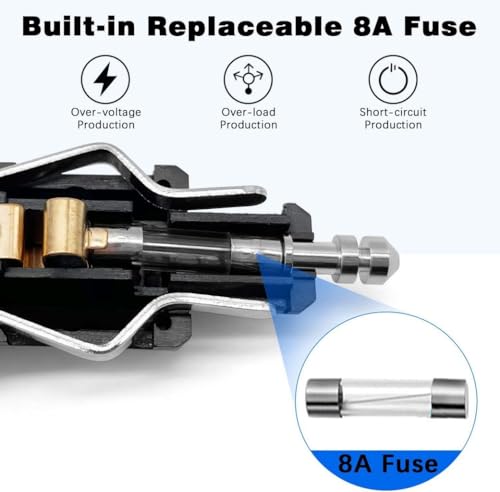 Image of Efillooc 12V Car Cigarette Lighter Socket Male Power Plug with 8A Fuse & LED for Tyre Inflator Car Vacuum Fridge Cooler High Power (Plug HP RED)