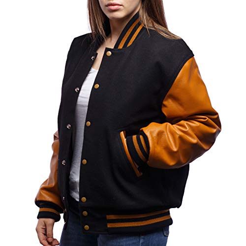 Image of Varsity Base Letterman Jacket (16 Color Options) S to 5XL (Wool, Leather Sleeves)