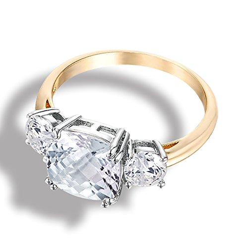 Samie Collection 3 Stone Cushion Cut Cubic Zirconia Engagement Ring, 3.67 CTW, 18K Gold Plated, Promise or Wedding Ring for Women, Size 5-103