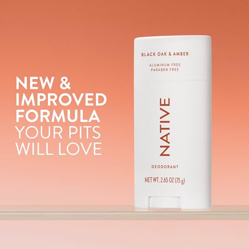 Image of Native Deodorant Contains Naturally Derived Ingredients, 72 Hour Odor Control, Deodorant for Women and Men, Aluminum Free, Black Oak & Amber 2.65oz