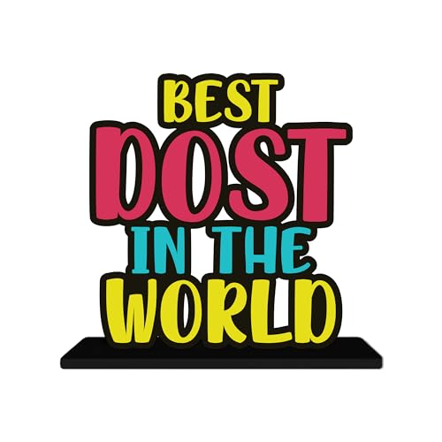 Image of Artvibes Best Dost in the World Quotes Table Decor for Office Desk | Home Decoration Items | Living Room | Modern Art Wooden Showpiece Decorative Gift Item (SP 1177)