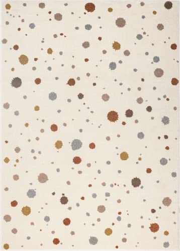 the carpet Beat Kids Moderner Weicher Kinderteppich, Weicher Flor, Pflegeleicht, Farbecht, Punkte Muster, Creme, 120 x 170 cm - 2