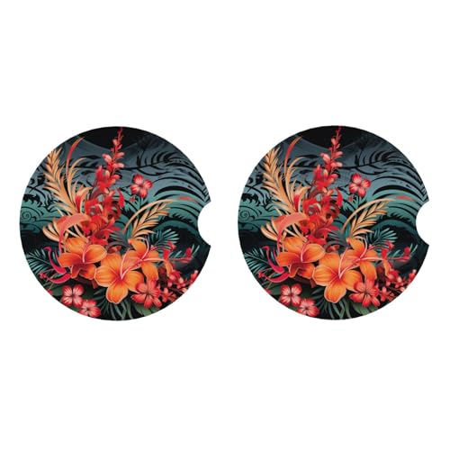 2 Posavasos para Portavasos de Coche Diseño Tradicional Hawaiano miniatura 3