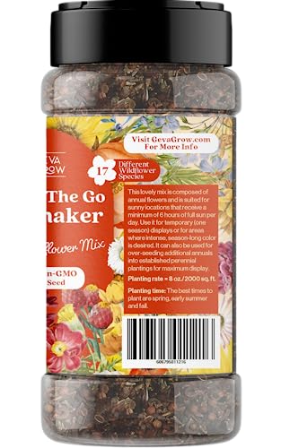 Bulk Wildflower Seed Mix – Annual Wildflower Seed Shaker By Gevagrow | Bulk 180,000+ Seeds Shaker | 23 Variety Flower Seeds For Planting In Pots & Outdoor Gardens | No Messy Bags Or Packets | 8 Ounce #TOP1
