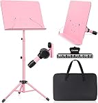 CAHAYA 2 in1 Partition Stand Tabletop Music Stand Solid Back with Carrying Bag for Books Notes Tablette pour ordinateur portable Rose CY0194-1