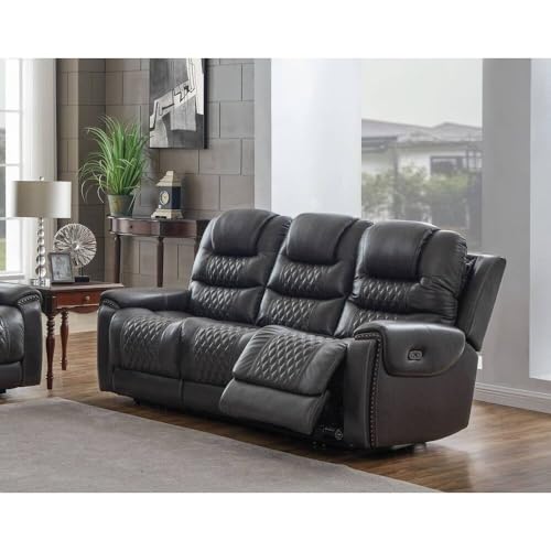 Image of Torque - Mikkel Leatherette Recliner Sofa 3 Seater Manual- Grey | Three-Seater Recliner Couch Chair | Triple 3 Seater Recliner Sofa for Living Room 1 Year Warranty