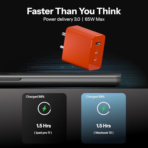 Image of AILKIN 65W Gan Trio Charger Adapter,3 Port USB Type C to A Fast Wall Charging Compatible with Nothing CMF Phone 1 /Nothing Phone 2 /2a /2a Plus /3a /3a Plus /Tablet /Samsung Galaxy S24 /S25 Series & More