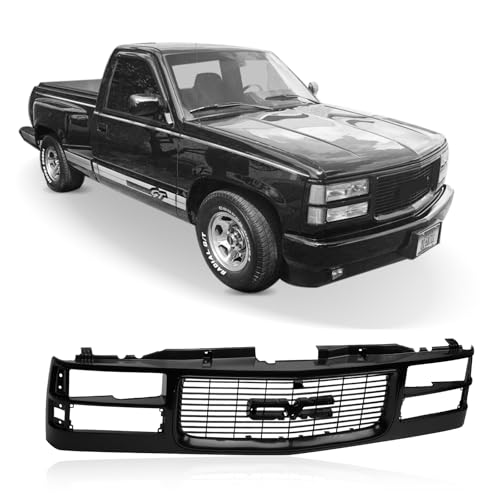 CarPartsDepot Front Grille Grill Black Compatible With 1994-2000 GMC C/K 1500 2500 3500 Sierra Yukon GM1200357 12375422 With Dual Headlight Holes