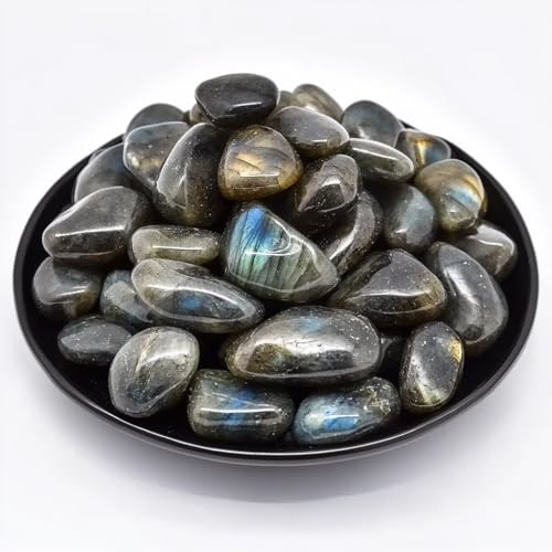 Image of Polished Stone Set Labradorite Crystals, Handpicked Tumbled Gemstones Rocks, Pebbles for Reiki, Chakra, Healing, Home Decor 0.6 inch Inches 7 Ounces
