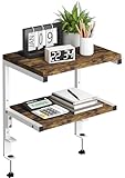 Mondazie Clamp on Desk Organizer Shelf, Heavy-Duty Desk Extender Side Table with 2-Tier Adjustable Storage Shelves for Desktop Accessories, Gaming Devices, White