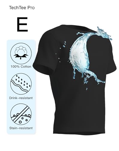 Senshomi® Men's Tech T-Shirts 100% Cotton Water/Drinks-Repellent Undershirts Comfort Summer Tees (TechTee Pro E)2
