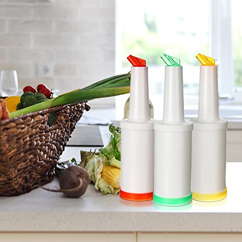 Fruit Juice And Liquor Pour Bottles Bar Supplies Pour Bottles Plastic Juice Pour Bottles With Stainless Steel Bottle Pourer Tapered Spout For Liquor Juice Store 34 Oz (Multi Colors,12 Pack) #TOP5