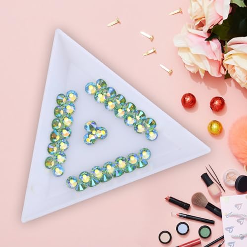 Jollin 1440pcs Flatback Rhinestones Glue Fix Crystal Glass Diamantes Gems for Crafting Nail Art Crafts Decorations Clothes Shoes 3.2 mm (ss12, Light-Green AB)