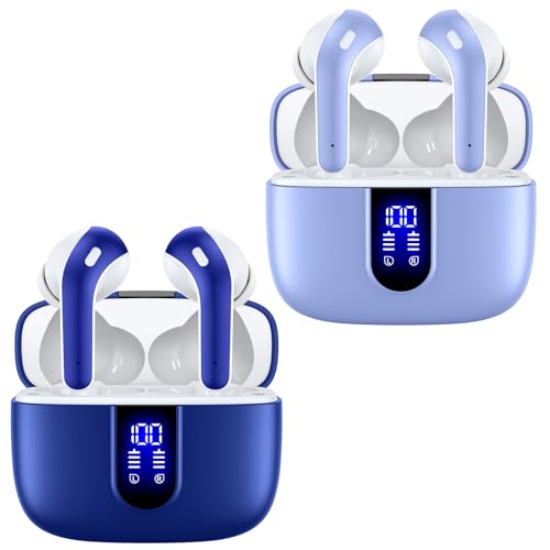 48% off - TAGRY 2 Sets X08 Ocean Blue and Purple Bluetooth Headphones True Wireless Earbuds 60H Playback Ear...