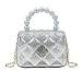 Amamcy Fashion Candy Color Handbag Satchel Mini Pink Purse Jelly Shoulder Bag Crossbody Purse with Pearls Handle Chain Strap(Small)