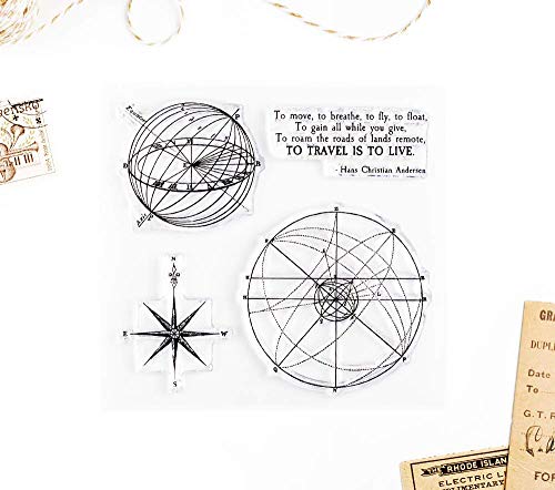 Travel The World Small Clear Stamp Set 4X4 Inch By Wintertime Crafts For Scrapbooking And Art Journals, Compass And Vintage Diagrams #TOP1