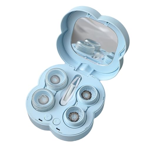 Yorarely レンズクリーニングマシン,自動ソフトレンズ洗浄機 防水ソリューション付き 日常ケア用インテリジェントクリーナー | 防水防塵インテリジェントクリーナーソリューション 浸漬ケース 男性の出張 通勤 旅行 アウトドア
