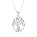 Sterling Silver Oval Open Cut Tree of Life Necklace Pendant, 25mm