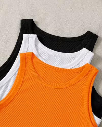 Image of (Pack of 3) Stylish Sleeveless Round Neck Ribbed Tank Tops for Women and Western Crop Top