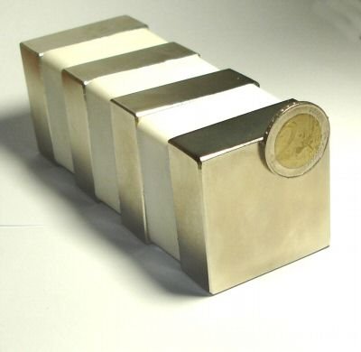 1 Neodym-Supermagnet 50 x 50 x 20 mm - Zugkraft ca. 100 kg !