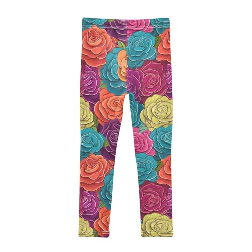Kids High Waist Color Rose Flower Leggings for Toddler Girls 4T 202b29182