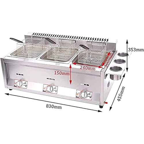 LYDBMYT Kommerzielle Gasfritteuse mit großer Kapazität für die Arbeitsplatte, elektrische Fritteuse mit 3 Frittierkörben, präzise Temperaturregelung – Bild 8