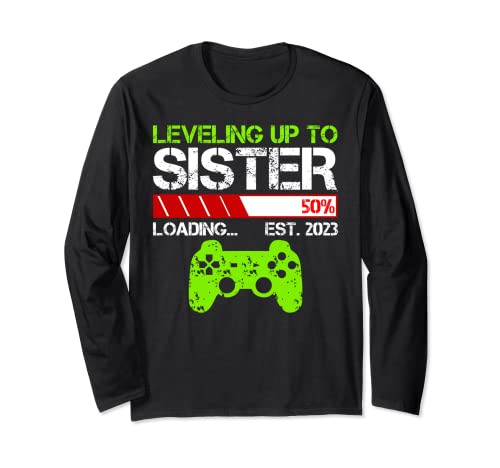 Leveling Up To Sister Est 2023 Funny New Sister Gamer Retro Manga Larga