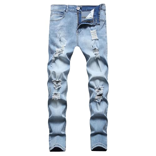 Men's Slim Fit Stretch Skinny Jeans - Ripped Distressed Denim Pants, Tapered Ankle for 2025 Casual Streetwear3