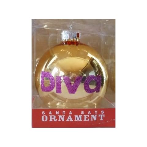 Macy's Holiday Lane "Diva" Gold Ball Christmas Ornament with Magenta Glitter Cover