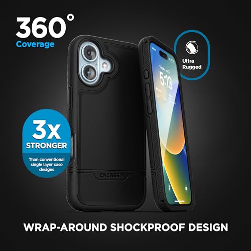 ENCASED Shockproof Case Compatible with iPhone 16 Plus - Ultra Protective Heavy Duty Magnetic Phone Cover, Rebel Series (Black, for iPhone 16 Plus) by ENCASED - Image 7