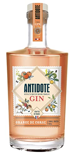 Antidote Gin Orange de Corse - Qualité Premium - Produit en France à partir de raisins français - 17 plantes aromatiques, 5 distillations - 40% (1 x 0,70 L) Cover