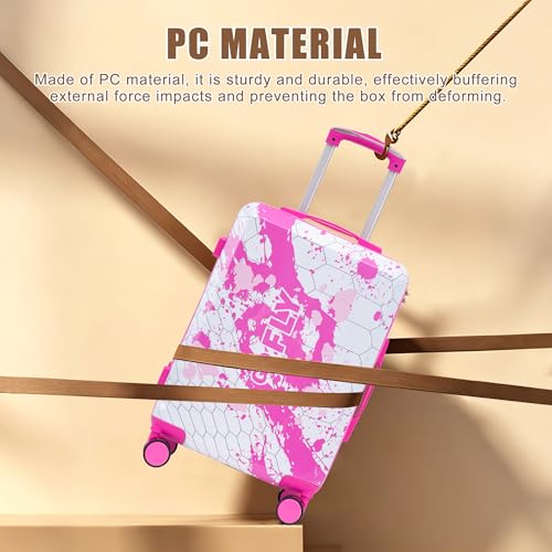 Image of Hardside Luggage Sets, Lightweight Stripes Suitcase with Spinner Wheels, Pink-PC
