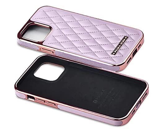 Image of PULOKA iPhone 13 Pro Max Leather Cover Electroplated Back Case Royal Diamond Specially Designed Cover for Apple iPhone 13 PRO Max 6.7 inchinch - Purple