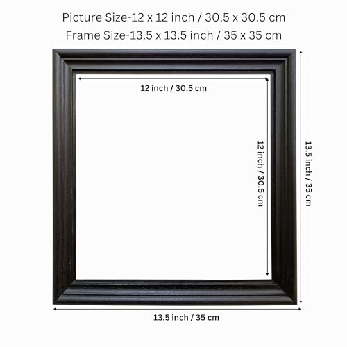 Image of Handmade Wooden Rectangular Photo Frame, 12 x 12 inch Display for Artworks, Pictures and Photos of Your Loved Ones, Best for Home, Office, Wall Decor, Living Room, Bedroom, Black