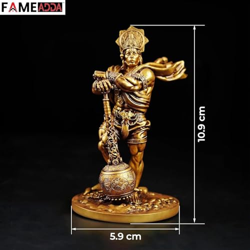 Image of Resin 4.3 Inch Bahubali Hanuman Ji Murti for Car Dashboard Pavan Putra Bajrangbali Idol Statue for Home Decor /Pooja Room /Office Tabletop /Hanuman Statue Showpiece for Gift Items (Golden)