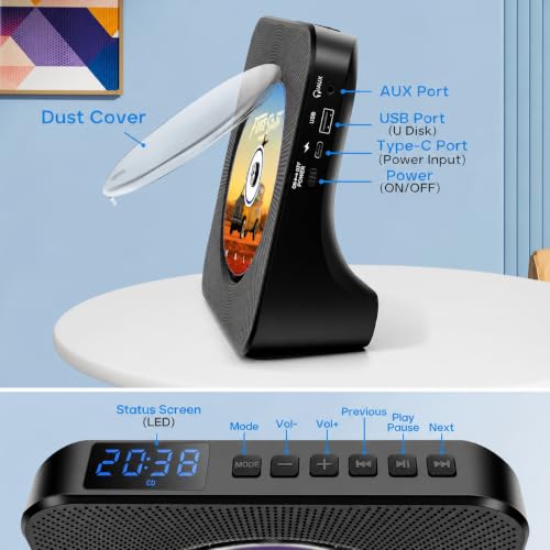 Portable CD Player with Bluetooth, Home Radio CD Player with HiFi Speaker by TODANGAI - Used condition - Image 4